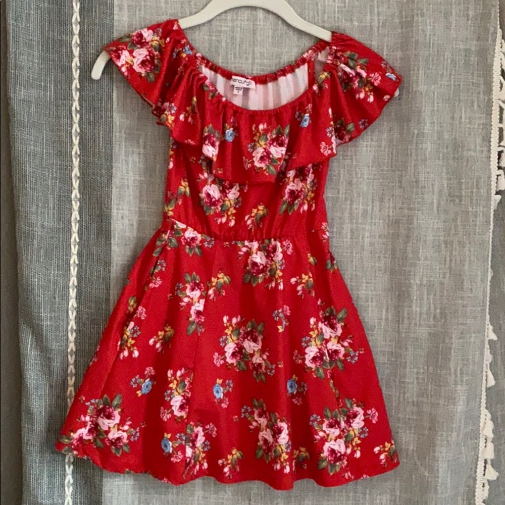 Girls Red Floral Dress
